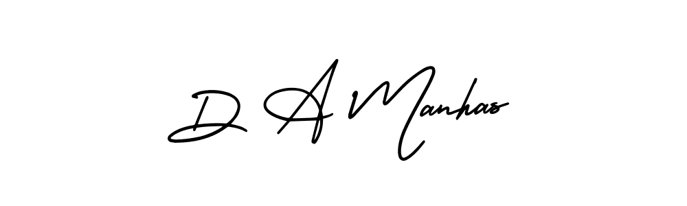 How to make D A Manhas name signature. Use AmerikaSignatureDemo-Regular style for creating short signs online. This is the latest handwritten sign. D A Manhas signature style 3 images and pictures png