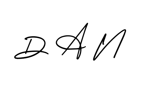 Use a signature maker to create a handwritten signature online. With this signature software, you can design (AmerikaSignatureDemo-Regular) your own signature for name D A N. D A N signature style 3 images and pictures png