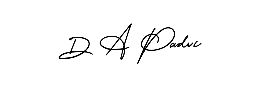 The best way (AmerikaSignatureDemo-Regular) to make a short signature is to pick only two or three words in your name. The name D A Padvi include a total of six letters. For converting this name. D A Padvi signature style 3 images and pictures png