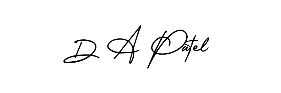 How to make D A Patel name signature. Use AmerikaSignatureDemo-Regular style for creating short signs online. This is the latest handwritten sign. D A Patel signature style 3 images and pictures png