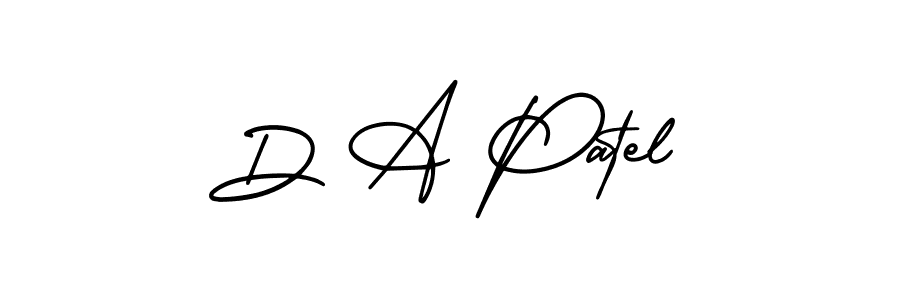 How to make D A Patel name signature. Use AmerikaSignatureDemo-Regular style for creating short signs online. This is the latest handwritten sign. D A Patel signature style 3 images and pictures png