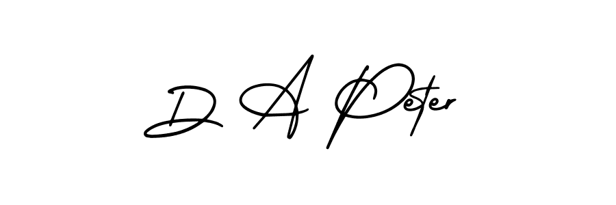 The best way (AmerikaSignatureDemo-Regular) to make a short signature is to pick only two or three words in your name. The name D A Peter include a total of six letters. For converting this name. D A Peter signature style 3 images and pictures png