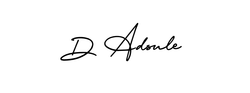 The best way (AmerikaSignatureDemo-Regular) to make a short signature is to pick only two or three words in your name. The name D Adsule include a total of six letters. For converting this name. D Adsule signature style 3 images and pictures png