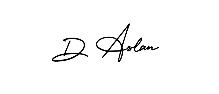 You should practise on your own different ways (AmerikaSignatureDemo-Regular) to write your name (D Aslan) in signature. don't let someone else do it for you. D Aslan signature style 3 images and pictures png