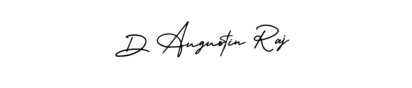 You should practise on your own different ways (AmerikaSignatureDemo-Regular) to write your name (D Augustin Raj) in signature. don't let someone else do it for you. D Augustin Raj signature style 3 images and pictures png