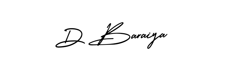 How to make D Baraiya name signature. Use AmerikaSignatureDemo-Regular style for creating short signs online. This is the latest handwritten sign. D Baraiya signature style 3 images and pictures png
