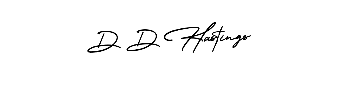 You should practise on your own different ways (AmerikaSignatureDemo-Regular) to write your name (D D Hastings) in signature. don't let someone else do it for you. D D Hastings signature style 3 images and pictures png