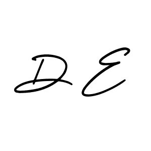 The best way (AmerikaSignatureDemo-Regular) to make a short signature is to pick only two or three words in your name. The name D E include a total of six letters. For converting this name. D E signature style 3 images and pictures png