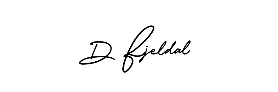 You should practise on your own different ways (AmerikaSignatureDemo-Regular) to write your name (D Fjeldal) in signature. don't let someone else do it for you. D Fjeldal signature style 3 images and pictures png