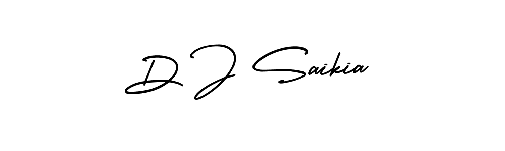 You should practise on your own different ways (AmerikaSignatureDemo-Regular) to write your name (D J Saikia) in signature. don't let someone else do it for you. D J Saikia signature style 3 images and pictures png