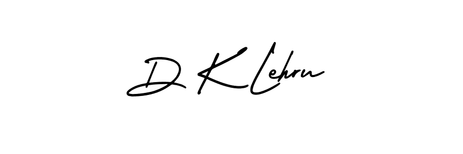 How to make D K Lehru name signature. Use AmerikaSignatureDemo-Regular style for creating short signs online. This is the latest handwritten sign. D K Lehru signature style 3 images and pictures png
