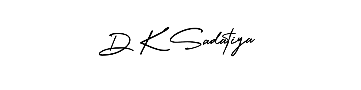 The best way (AmerikaSignatureDemo-Regular) to make a short signature is to pick only two or three words in your name. The name D K Sadatiya include a total of six letters. For converting this name. D K Sadatiya signature style 3 images and pictures png