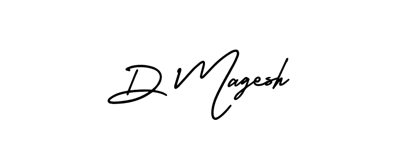 How to make D Magesh name signature. Use AmerikaSignatureDemo-Regular style for creating short signs online. This is the latest handwritten sign. D Magesh signature style 3 images and pictures png