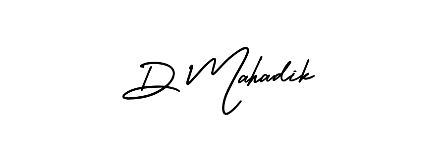 How to make D Mahadik name signature. Use AmerikaSignatureDemo-Regular style for creating short signs online. This is the latest handwritten sign. D Mahadik signature style 3 images and pictures png