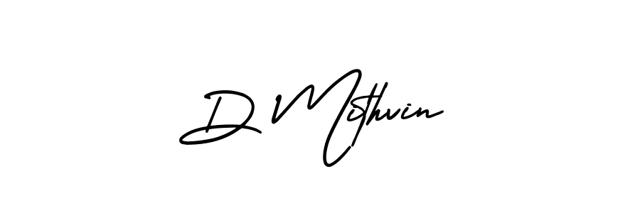 You should practise on your own different ways (AmerikaSignatureDemo-Regular) to write your name (D Mithvin) in signature. don't let someone else do it for you. D Mithvin signature style 3 images and pictures png