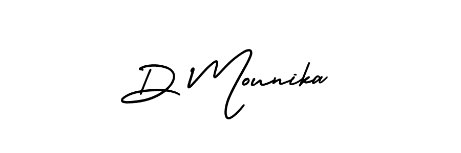 AmerikaSignatureDemo-Regular is a professional signature style that is perfect for those who want to add a touch of class to their signature. It is also a great choice for those who want to make their signature more unique. Get D Mounika name to fancy signature for free. D Mounika signature style 3 images and pictures png