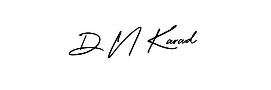 You should practise on your own different ways (AmerikaSignatureDemo-Regular) to write your name (D N Karad) in signature. don't let someone else do it for you. D N Karad signature style 3 images and pictures png