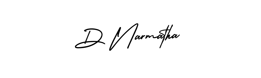 How to make D Narmatha name signature. Use AmerikaSignatureDemo-Regular style for creating short signs online. This is the latest handwritten sign. D Narmatha signature style 3 images and pictures png