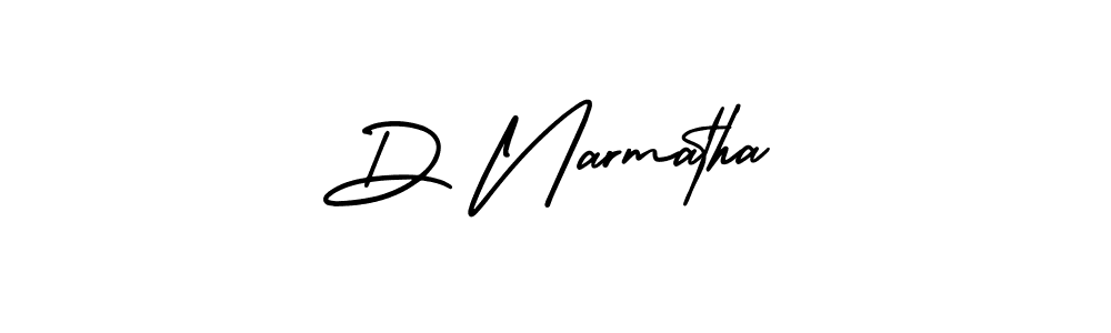 How to make D Narmatha name signature. Use AmerikaSignatureDemo-Regular style for creating short signs online. This is the latest handwritten sign. D Narmatha signature style 3 images and pictures png