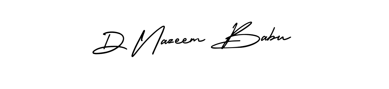 You can use this online signature creator to create a handwritten signature for the name D Nazeem Babu. This is the best online autograph maker. D Nazeem Babu signature style 3 images and pictures png