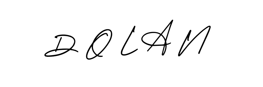 The best way (AmerikaSignatureDemo-Regular) to make a short signature is to pick only two or three words in your name. The name D O L A N include a total of six letters. For converting this name. D O L A N signature style 3 images and pictures png