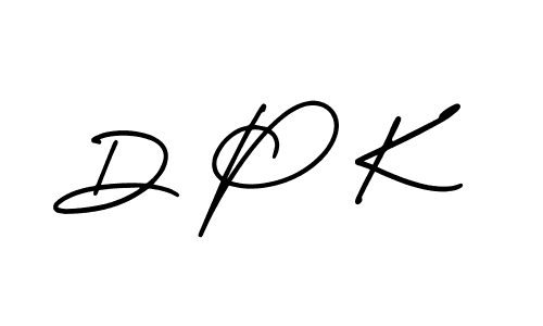 Design your own signature with our free online signature maker. With this signature software, you can create a handwritten (AmerikaSignatureDemo-Regular) signature for name D P K. D P K signature style 3 images and pictures png