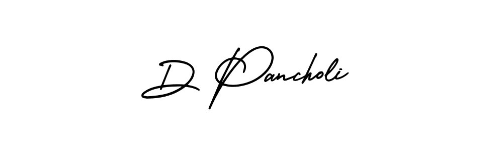 You should practise on your own different ways (AmerikaSignatureDemo-Regular) to write your name (D Pancholi) in signature. don't let someone else do it for you. D Pancholi signature style 3 images and pictures png