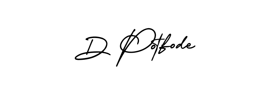 Use a signature maker to create a handwritten signature online. With this signature software, you can design (AmerikaSignatureDemo-Regular) your own signature for name D Potfode. D Potfode signature style 3 images and pictures png