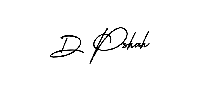 How to make D Pshah name signature. Use AmerikaSignatureDemo-Regular style for creating short signs online. This is the latest handwritten sign. D Pshah signature style 3 images and pictures png