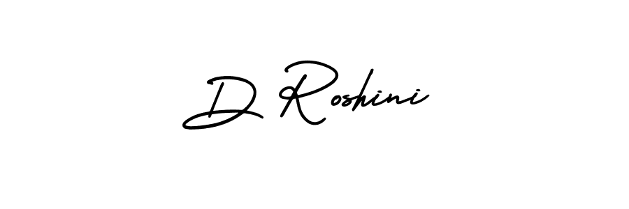 You should practise on your own different ways (AmerikaSignatureDemo-Regular) to write your name (D Roshini) in signature. don't let someone else do it for you. D Roshini signature style 3 images and pictures png
