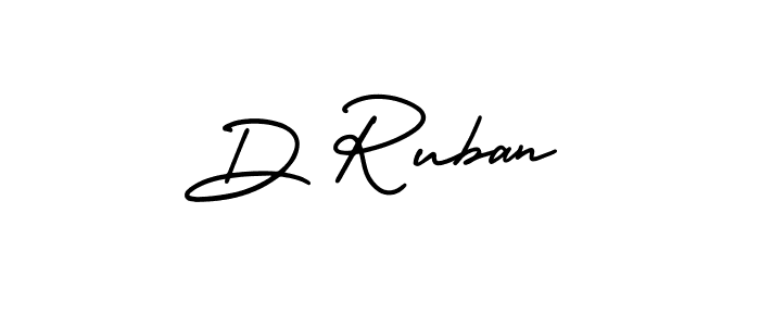 The best way (AmerikaSignatureDemo-Regular) to make a short signature is to pick only two or three words in your name. The name D Ruban include a total of six letters. For converting this name. D Ruban signature style 3 images and pictures png