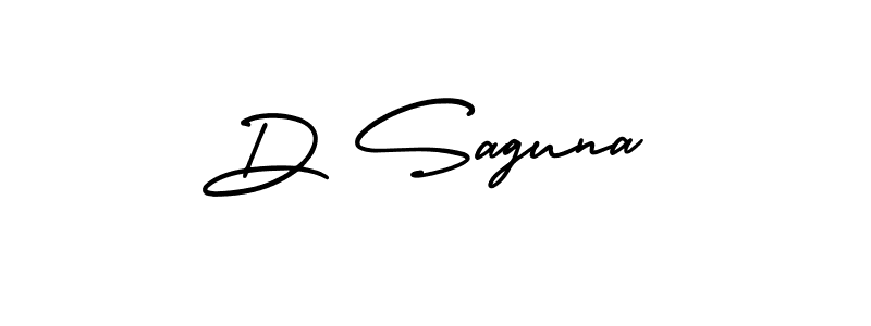 You should practise on your own different ways (AmerikaSignatureDemo-Regular) to write your name (D Saguna) in signature. don't let someone else do it for you. D Saguna signature style 3 images and pictures png