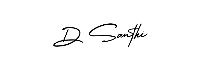 How to make D Santhi name signature. Use AmerikaSignatureDemo-Regular style for creating short signs online. This is the latest handwritten sign. D Santhi signature style 3 images and pictures png