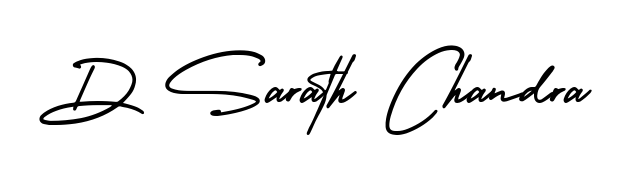 Try this chic D Sarath Chandra handwritten sign style. Using AmerikaSignatureDemo-Regular font elements, it gives your name a sleek, memorable identity. D Sarath Chandra signature style 3 images and pictures png
