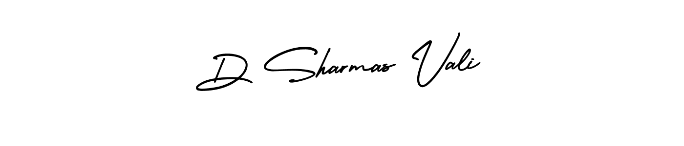 You should practise on your own different ways (AmerikaSignatureDemo-Regular) to write your name (D Sharmas Vali) in signature. don't let someone else do it for you. D Sharmas Vali signature style 3 images and pictures png