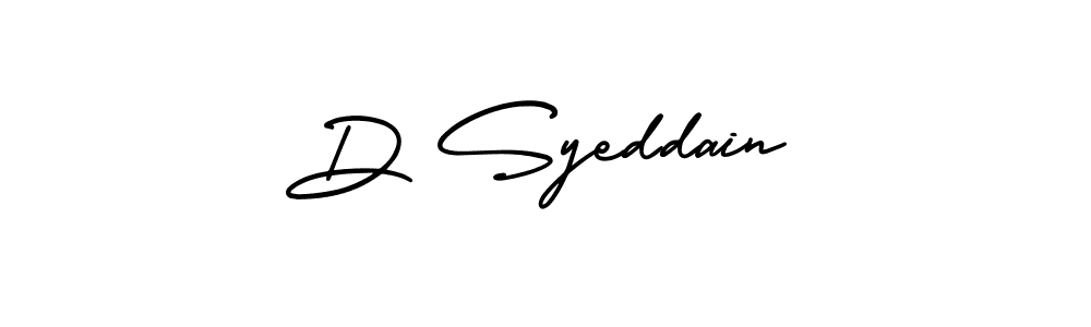 The best way (AmerikaSignatureDemo-Regular) to make a short signature is to pick only two or three words in your name. The name D Syeddain include a total of six letters. For converting this name. D Syeddain signature style 3 images and pictures png