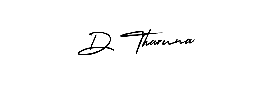 You should practise on your own different ways (AmerikaSignatureDemo-Regular) to write your name (D Tharuna) in signature. don't let someone else do it for you. D Tharuna signature style 3 images and pictures png