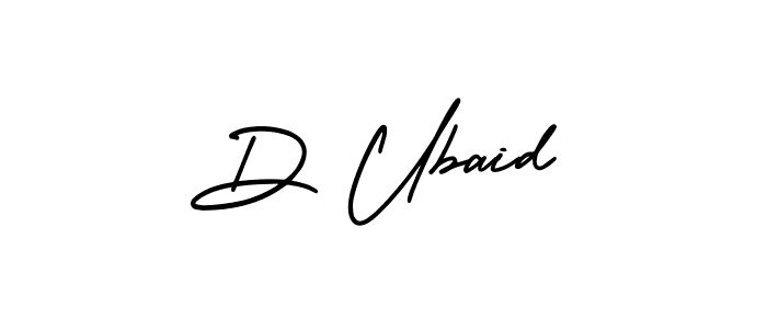How to make D Ubaid name signature. Use AmerikaSignatureDemo-Regular style for creating short signs online. This is the latest handwritten sign. D Ubaid signature style 3 images and pictures png