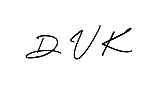 How to make D V K name signature. Use AmerikaSignatureDemo-Regular style for creating short signs online. This is the latest handwritten sign. D V K signature style 3 images and pictures png