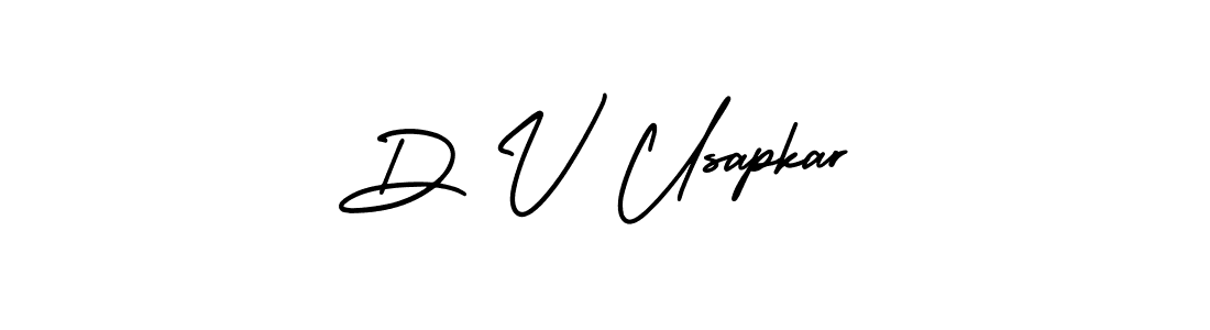 The best way (AmerikaSignatureDemo-Regular) to make a short signature is to pick only two or three words in your name. The name D V Usapkar include a total of six letters. For converting this name. D V Usapkar signature style 3 images and pictures png