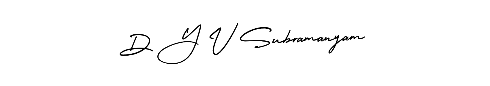How to make D Y V Subramanyam name signature. Use AmerikaSignatureDemo-Regular style for creating short signs online. This is the latest handwritten sign. D Y V Subramanyam signature style 3 images and pictures png