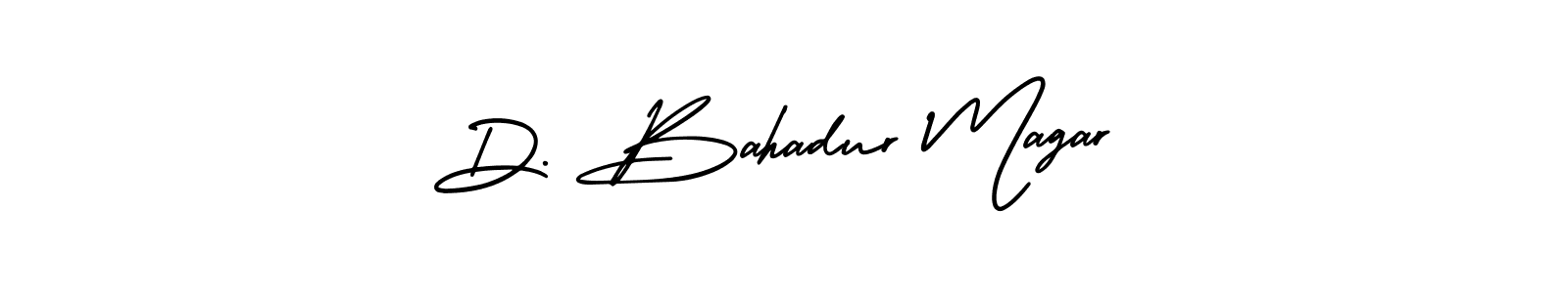 The best way (AmerikaSignatureDemo-Regular) to make a short signature is to pick only two or three words in your name. The name D. Bahadur Magar include a total of six letters. For converting this name. D. Bahadur Magar signature style 3 images and pictures png