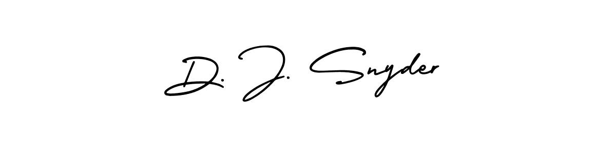 The best way (AmerikaSignatureDemo-Regular) to make a short signature is to pick only two or three words in your name. The name D. J. Snyder include a total of six letters. For converting this name. D. J. Snyder signature style 3 images and pictures png