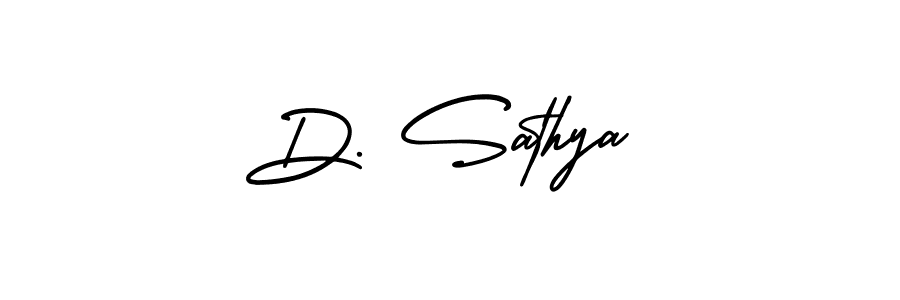 You should practise on your own different ways (AmerikaSignatureDemo-Regular) to write your name (D. Sathya) in signature. don't let someone else do it for you. D. Sathya signature style 3 images and pictures png