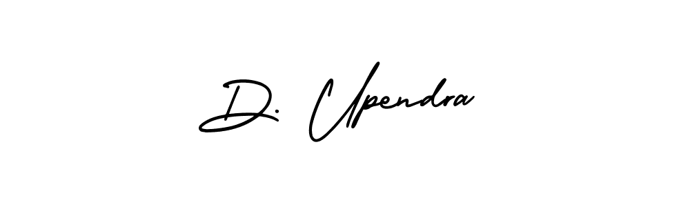 You should practise on your own different ways (AmerikaSignatureDemo-Regular) to write your name (D. Upendra) in signature. don't let someone else do it for you. D. Upendra signature style 3 images and pictures png