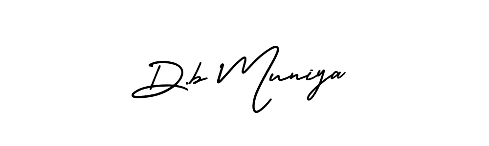 You should practise on your own different ways (AmerikaSignatureDemo-Regular) to write your name (D.b Muniya) in signature. don't let someone else do it for you. D.b Muniya signature style 3 images and pictures png