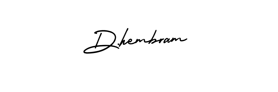 Similarly AmerikaSignatureDemo-Regular is the best handwritten signature design. Signature creator online .You can use it as an online autograph creator for name D.hembram. D.hembram signature style 3 images and pictures png