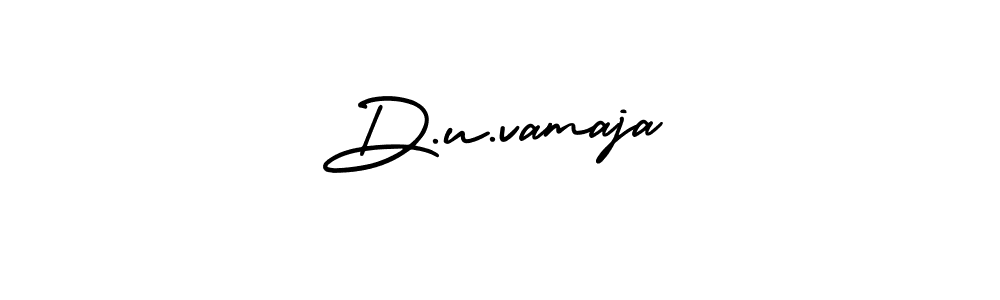 You should practise on your own different ways (AmerikaSignatureDemo-Regular) to write your name (D.u.vamaja) in signature. don't let someone else do it for you. D.u.vamaja signature style 3 images and pictures png