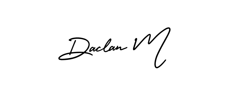 The best way (AmerikaSignatureDemo-Regular) to make a short signature is to pick only two or three words in your name. The name Daclan M include a total of six letters. For converting this name. Daclan M signature style 3 images and pictures png