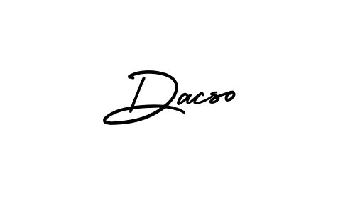 How to make Dacso name signature. Use AmerikaSignatureDemo-Regular style for creating short signs online. This is the latest handwritten sign. Dacso signature style 3 images and pictures png